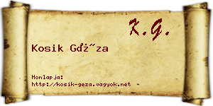 Kosik Géza névjegykártya
